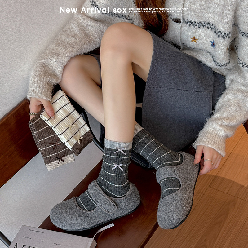 Bowknot Striped Slouchy Mid-Ca - огляд і ціна Boot Sock Slouchy