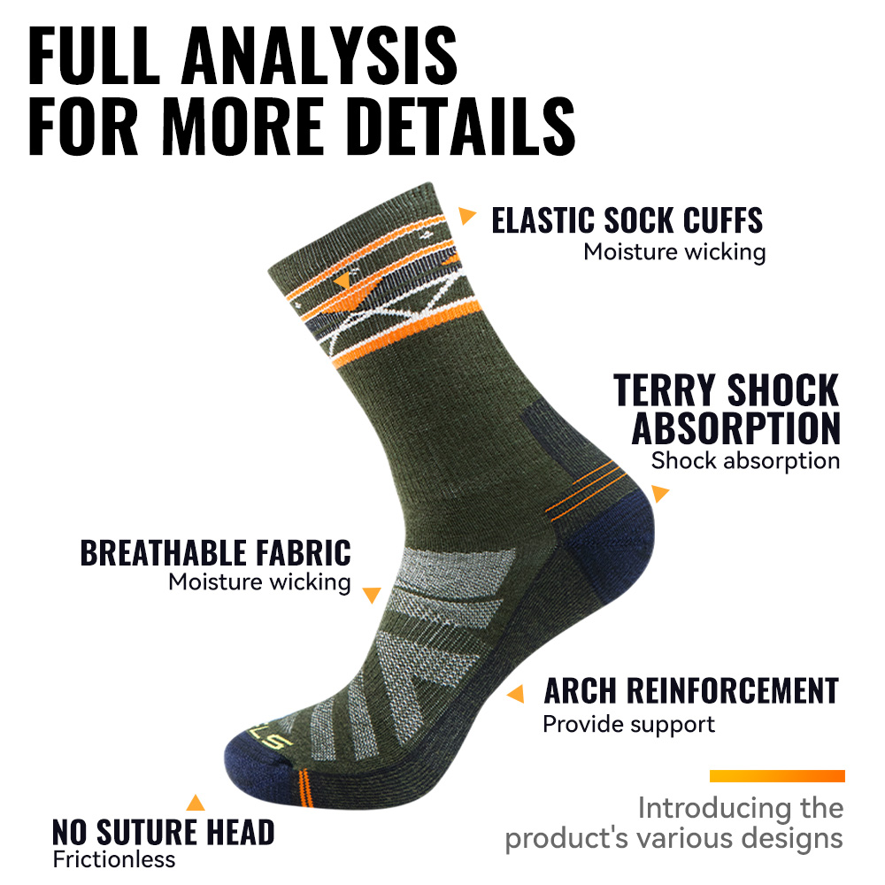 WRELS 1/2/3 Pairs Merino Wool  - огляд і ціна Wool Hiking Sock